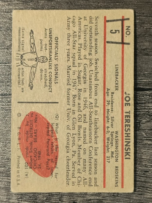 1953 Bowman #5 Joe Tereshinski (VG)