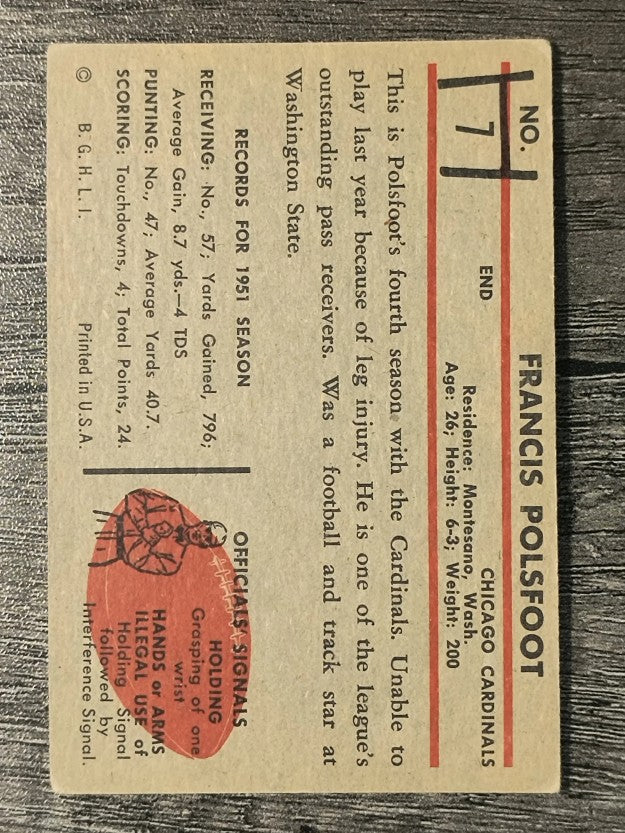 1953 Bowman #7 Fran Polsfoot (VGEX)