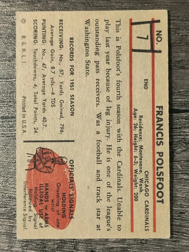 1953 Bowman #7 Fran Polsfoot (VGEX)