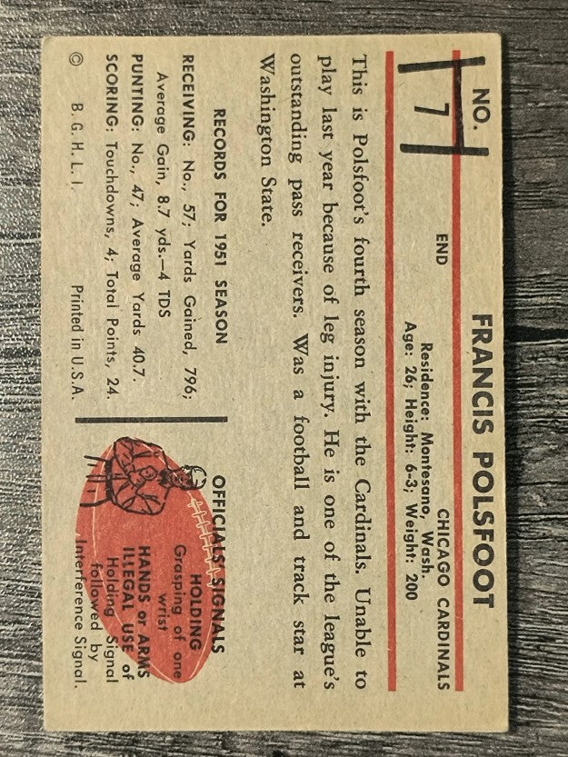 1953 Bowman #7 Fran Polsfoot (VGEX)