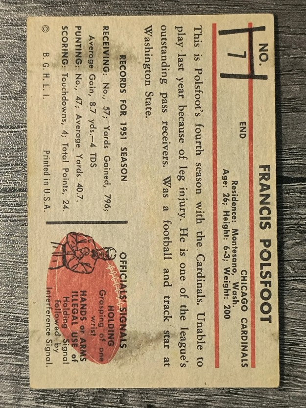 1953 Bowman #7 Fran Polsfoot (VGEX)