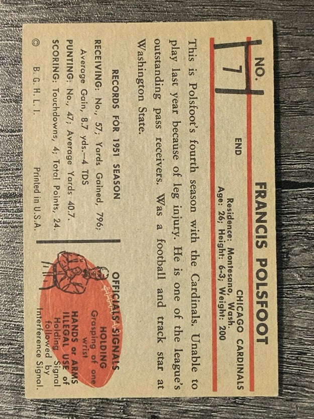 1953 Bowman #7 Fran Polsfoot (VGEX)