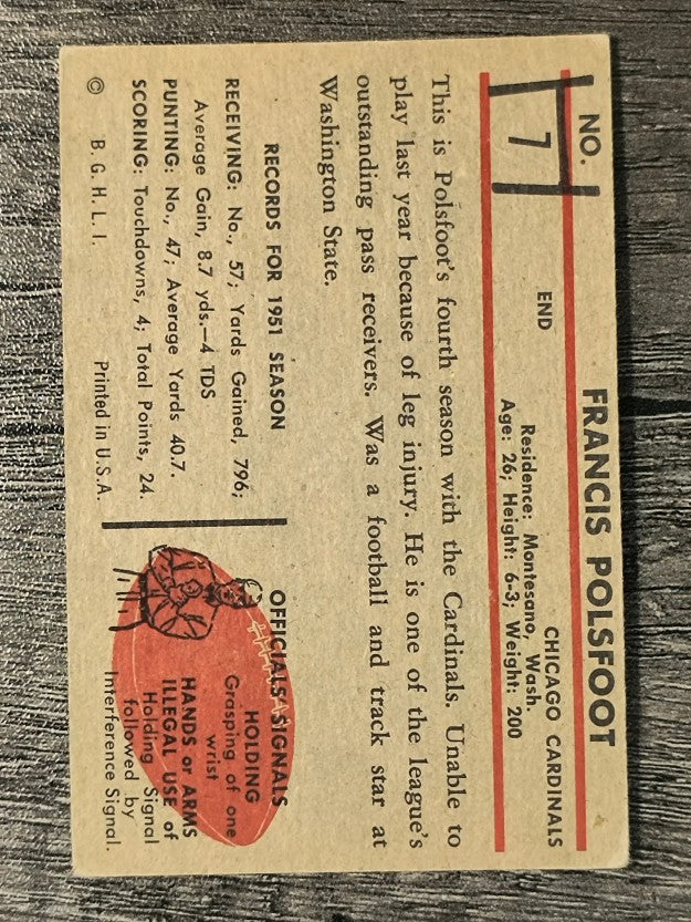 1953 Bowman #7 Fran Polsfoot (VGEX)