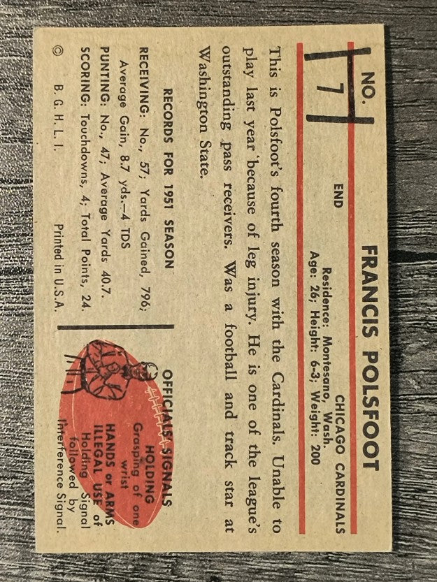 1953 Bowman #7 Fran Polsfoot (VG)