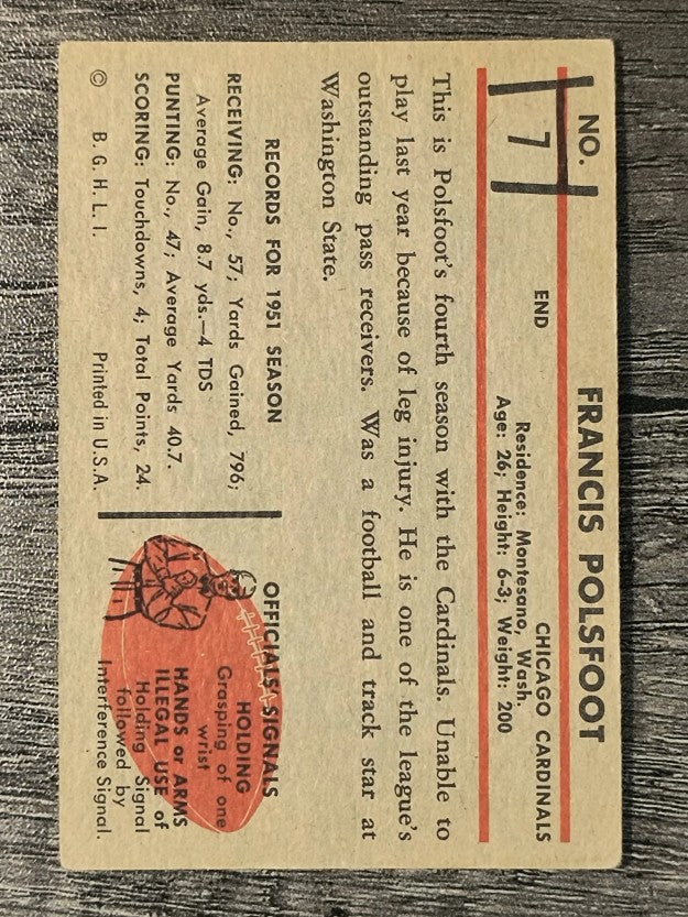 1953 Bowman #7 Fran Polsfoot (VG)
