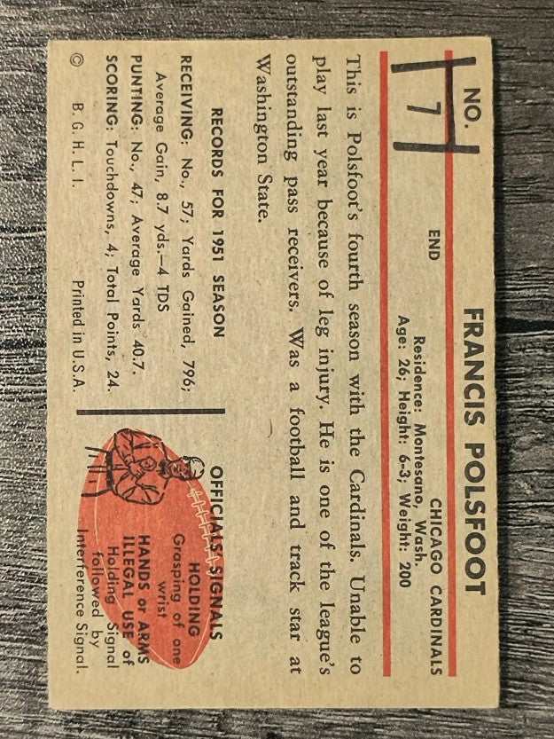 1953 Bowman #7 Fran Polsfoot (VG)