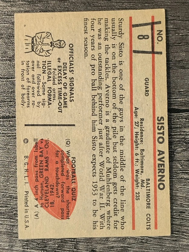 1953 Bowman #8 Sisto Averno RC (EX)