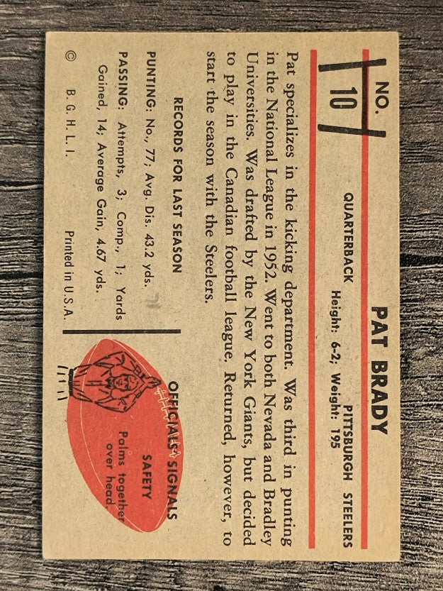 1953 Bowman #10 Pat Brady RC (EX)