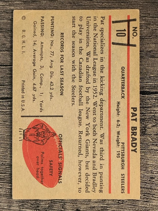 1953 Bowman #10 Pat Brady RC (VGEX)