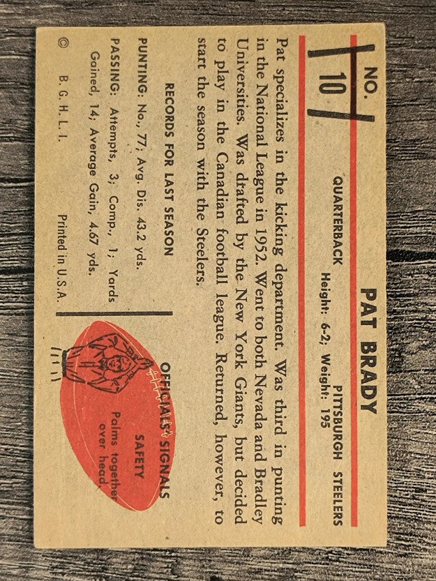 1953 Bowman #10 Pat Brady RC (VGEX)