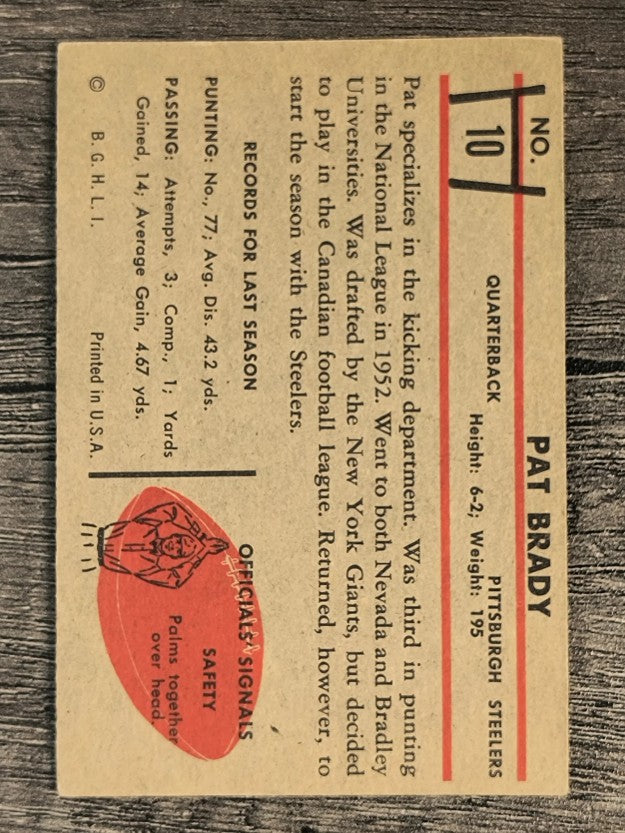 1953 Bowman #10 Pat Brady RC (VGEX)