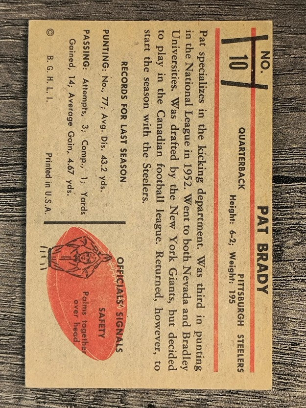 1953 Bowman #10 Pat Brady RC (VGEX)
