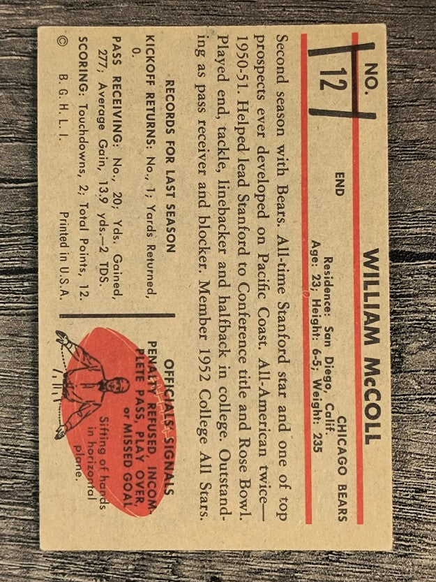 1953 Bowman #12 Bill McColl (EX)