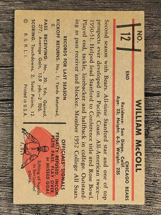1953 Bowman #12 Bill McColl (EX)