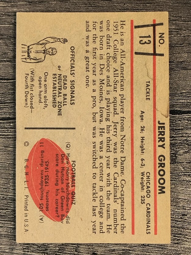 1953 Bowman #13 Jerry Groom (VG)