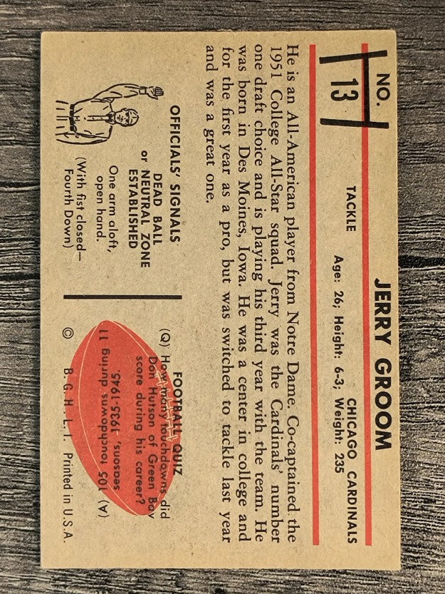 1953 Bowman #13 Jerry Groom (EX)