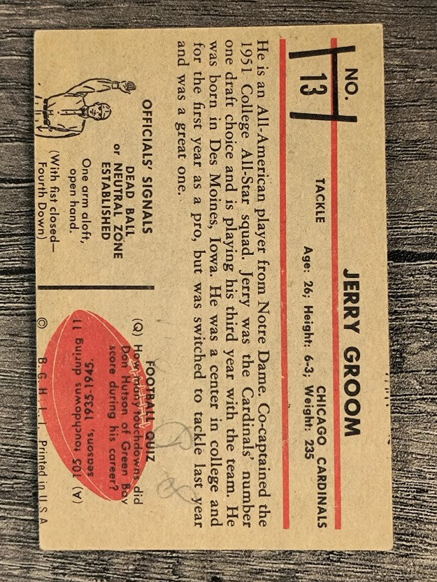 1953 Bowman #13 Jerry Groom (GOOD)