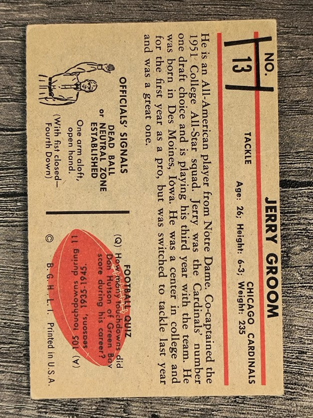 1953 Bowman #13 Jerry Groom (VG)