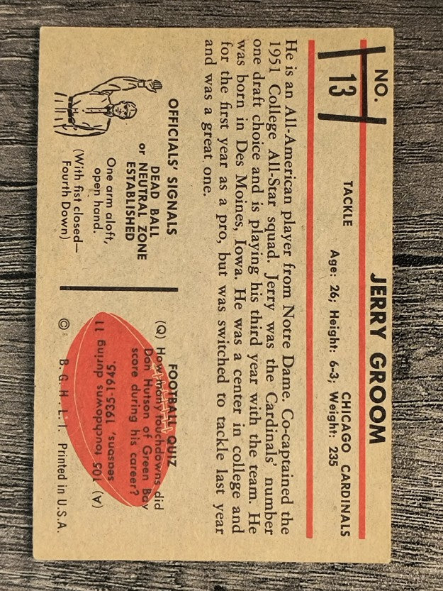 1953 Bowman #13 Jerry Groom (EX)