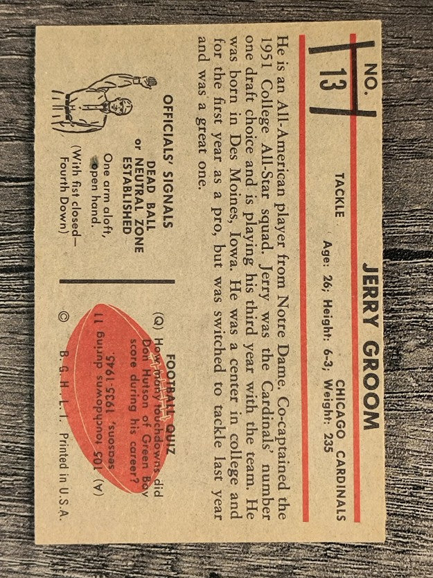 1953 Bowman #13 Jerry Groom (EXMT)