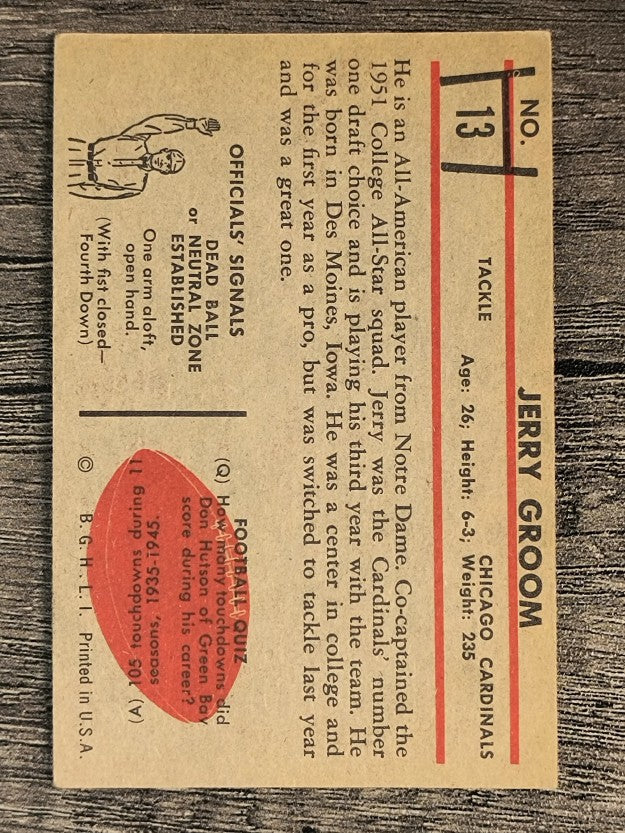 1953 Bowman #13 Jerry Groom (EX)