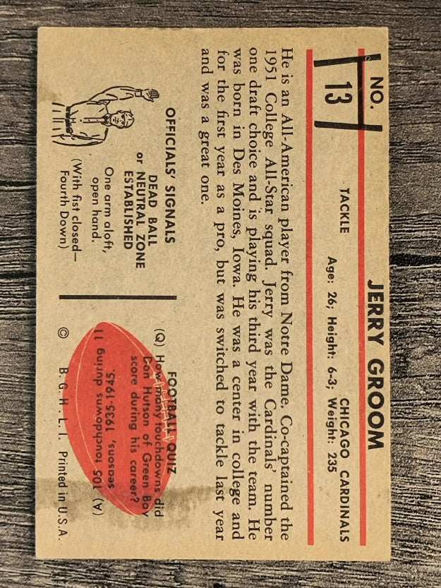 1953 Bowman #13 Jerry Groom (VG)