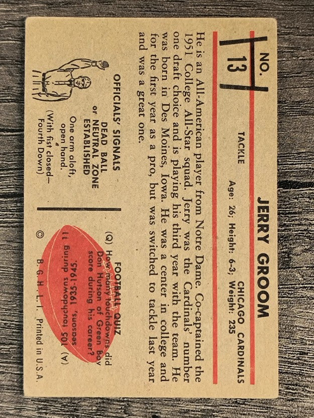 1953 Bowman #13 Jerry Groom (VG)