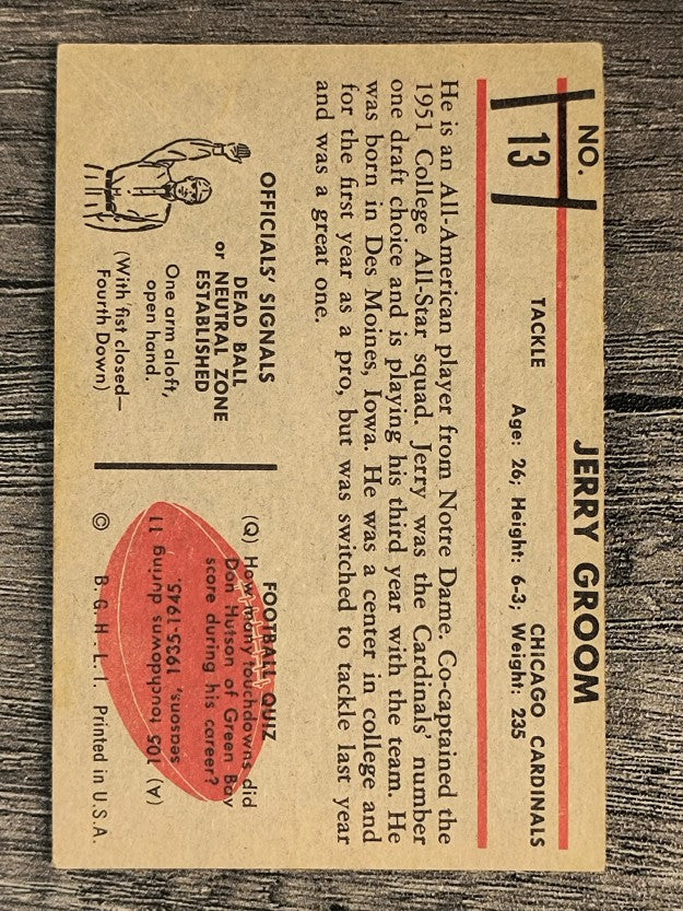 1953 Bowman #13 Jerry Groom (EX)