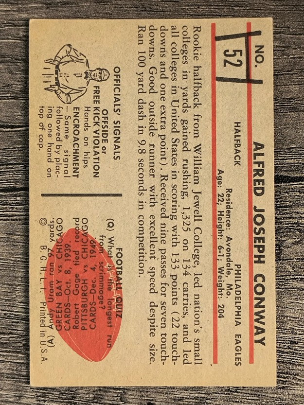 1953 Bowman #52 Al Conway RC (EX)