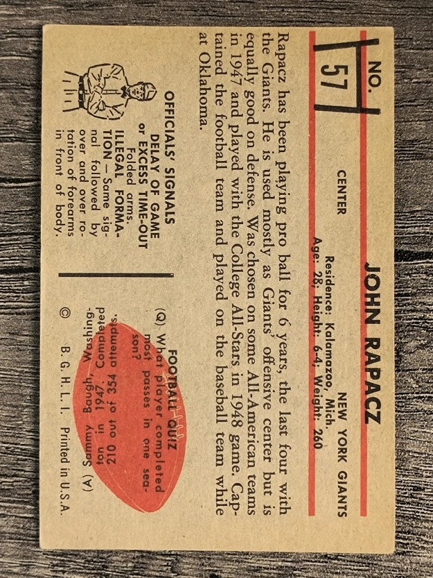 1953 Bowman #57 John Rapacz SP (EX)