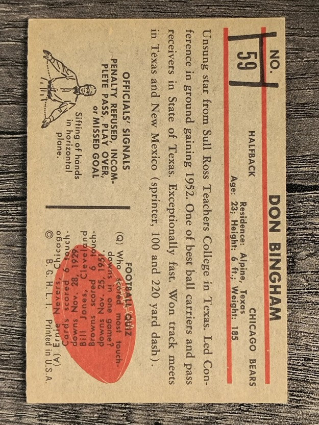 1953 Bowman #59 Don Bingham RC (EX)