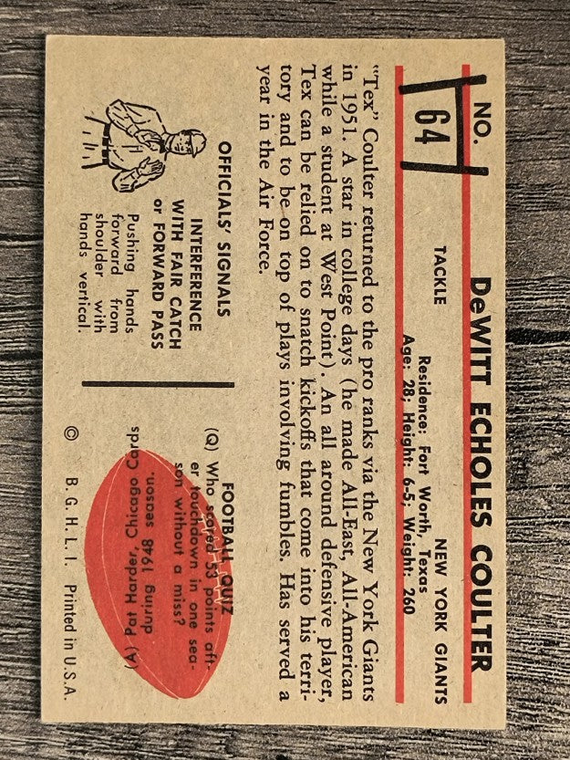 1953 Bowman #64 Tex Coulter SP (EX)