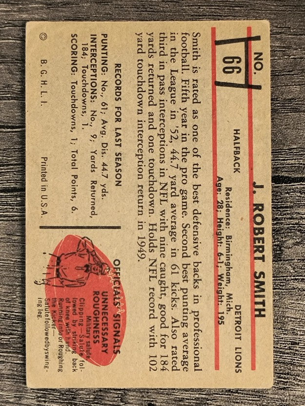 1953 Bowman #66 J. Robert Smith SP (VG)