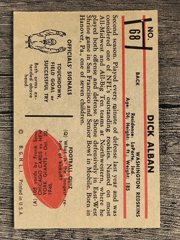 1953 Bowman #68 Dick Alban SP (EXMT)