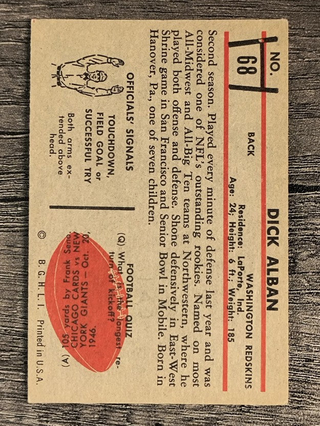 1953 Bowman #68 Dick Alban SP (EX)