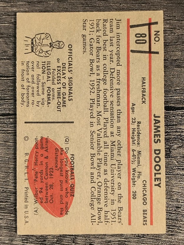1953 Bowman #80 Jim Dooley (EX)