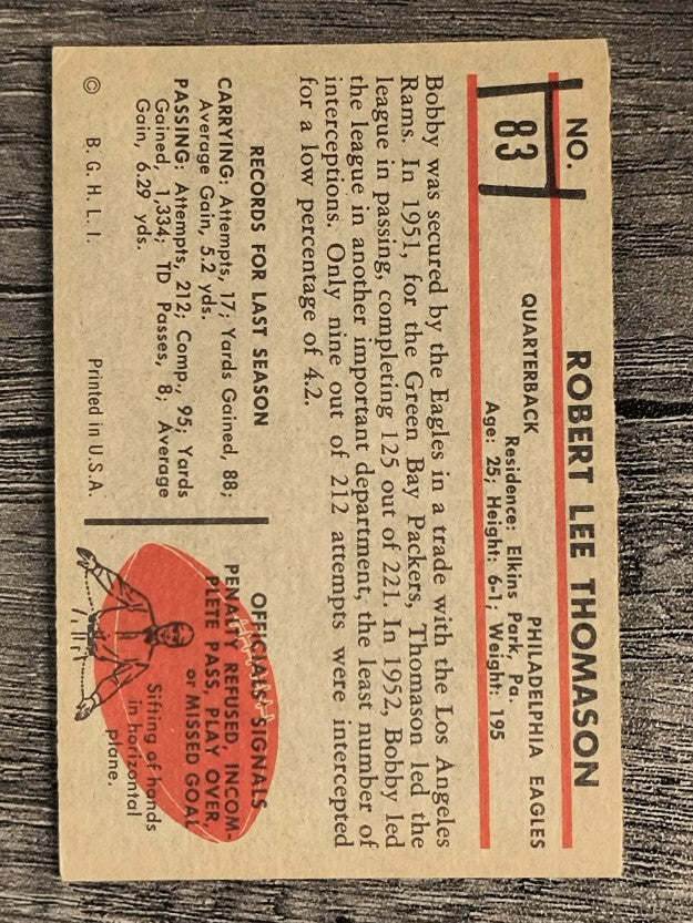 1953 Bowman #83 Bobby Thomason RC (EX)