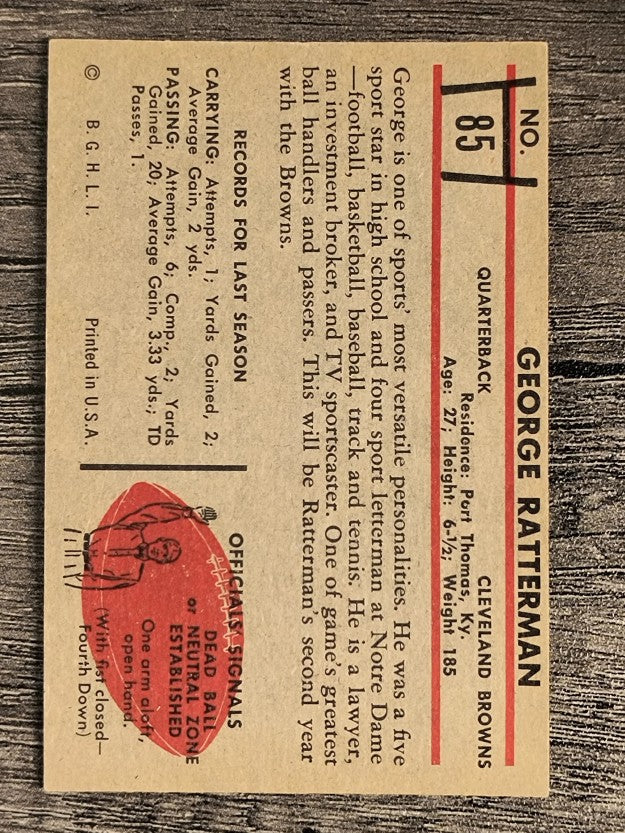 1953 Bowman #85 George Ratterman (NM)