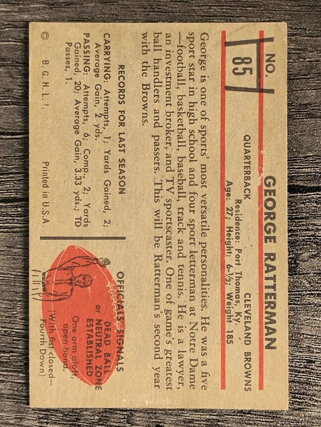 1953 Bowman #85 George Ratterman (VGEX)