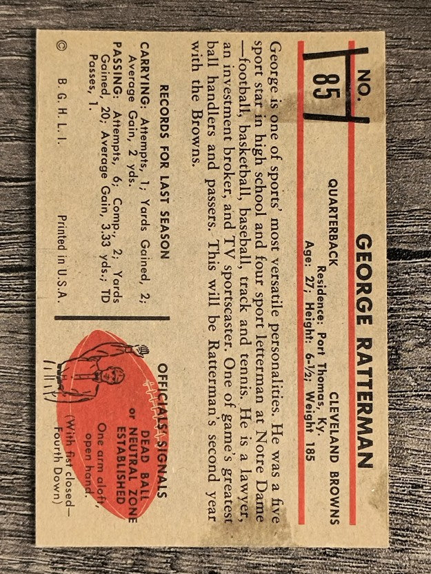 1953 Bowman #85 George Ratterman (EX)