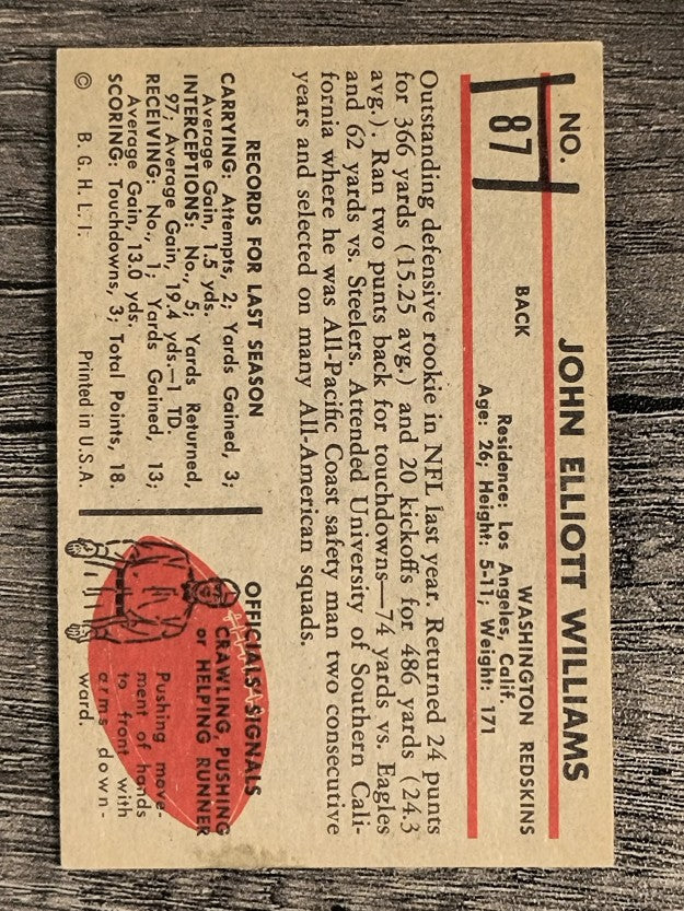 1953 Bowman #87 John Williams SP RC (EX)