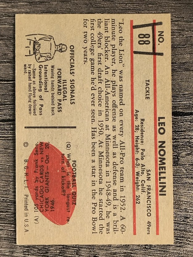 1953 Bowman #88 Leo Nomellini (VGEX)