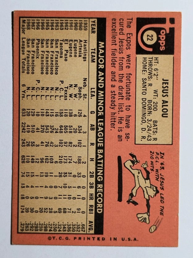 1969 Topps #22 Jesus Alou (EX)