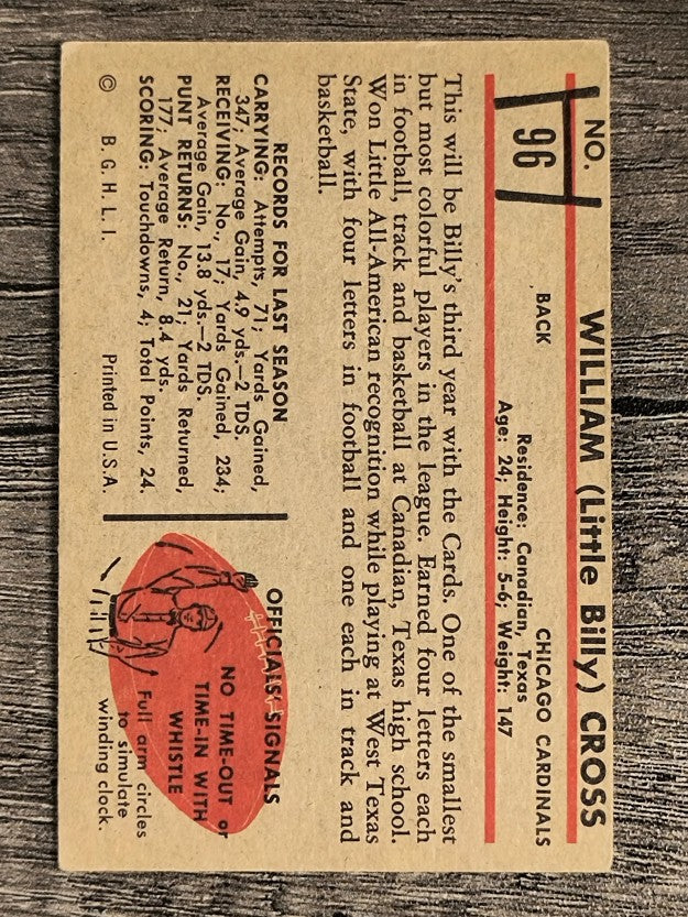 1953 Bowman #96 William Cross SP RC (EX)