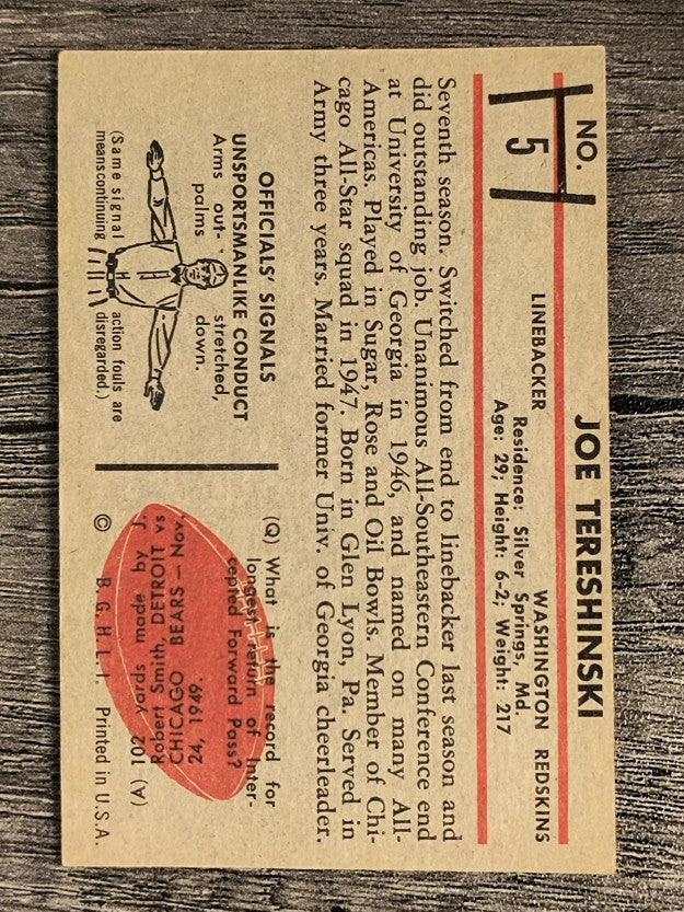 1953 Bowman #5 Joe Tereshinski (TRIMMED)