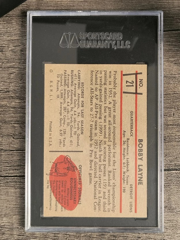 1953 Bowman #21 Bobby Layne (SGC 6 EXMT)