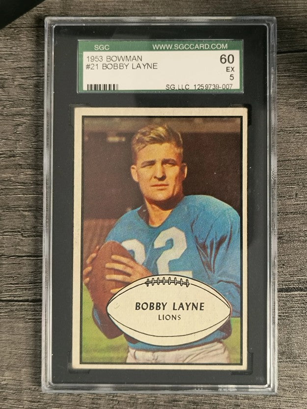 1953 Bowman #21 Bobby Layne (SGC 5 EX)