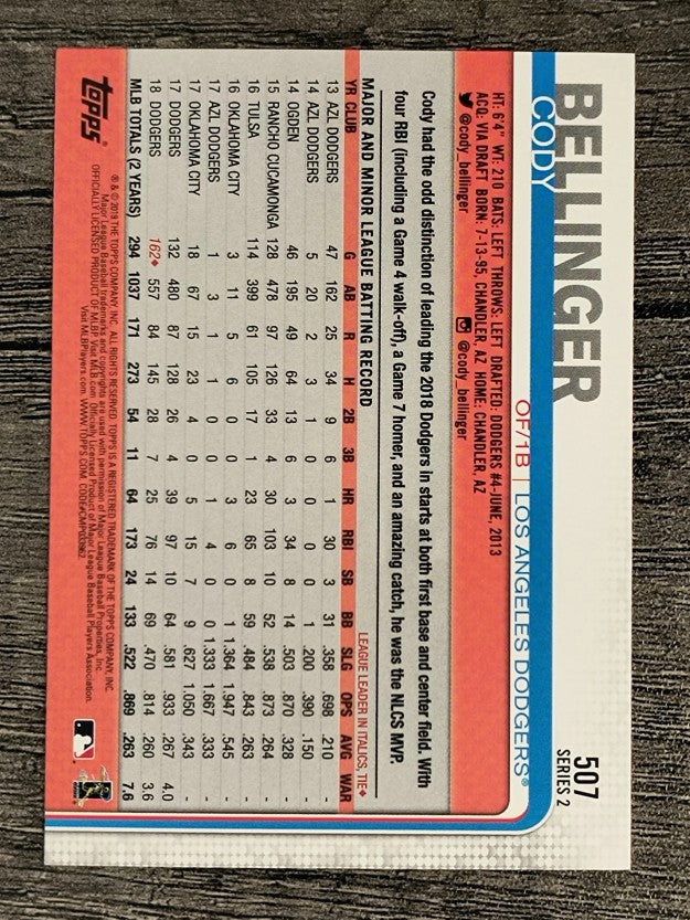 2019 Topps #507 Cody Bellinger
