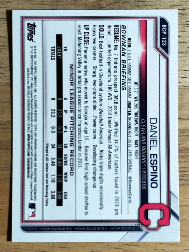 2021 Bowman Chrome Prospects #BCP123 Daniel Espino