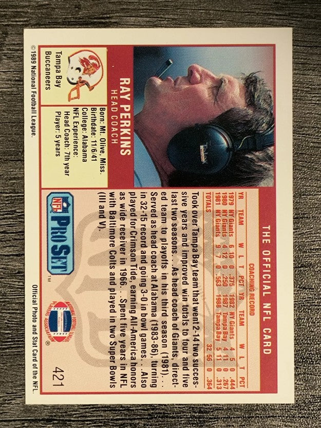 1989 Pro Set #421 Ray Perkins CO